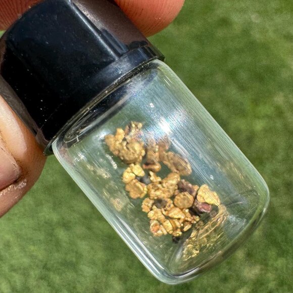 1 gram of California Gold Nuggets in Glass Jar - Natural Placer Gold Specimens - Picture 1 of 5
